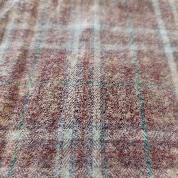 Crazy Train Plaid Bleach Splatter Button Front Shirt, M - Picture 5 of 9